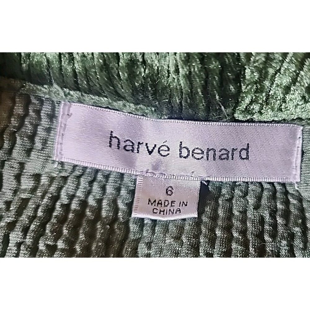 HARVE BENARD Womens Blazer Size 6 S Green Crinkle Velvet Holdiay Artsy Jacket - Picture 5 of 7